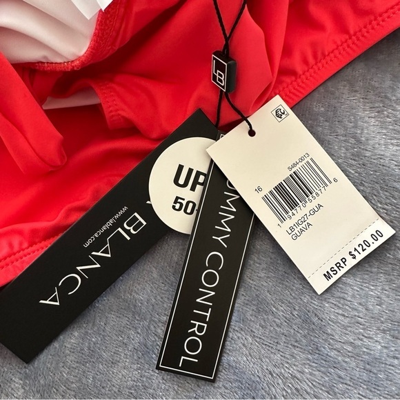 NWT La Blanca Island Goddess High Neck Keyhole One Piece Guava Size 16 - Picture 11 of 16